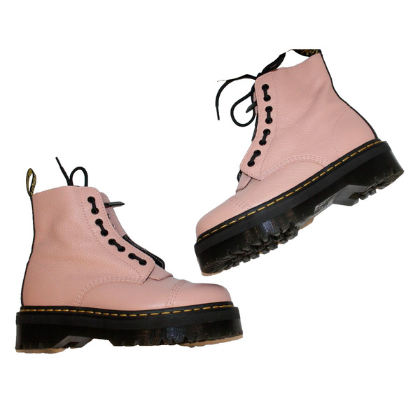 NIB Dr. Martens SINCLAIR MILLED LEATHER PLATFORM BOOTS MSRP $240‎ in Peach Beige - Picture 1 of 8